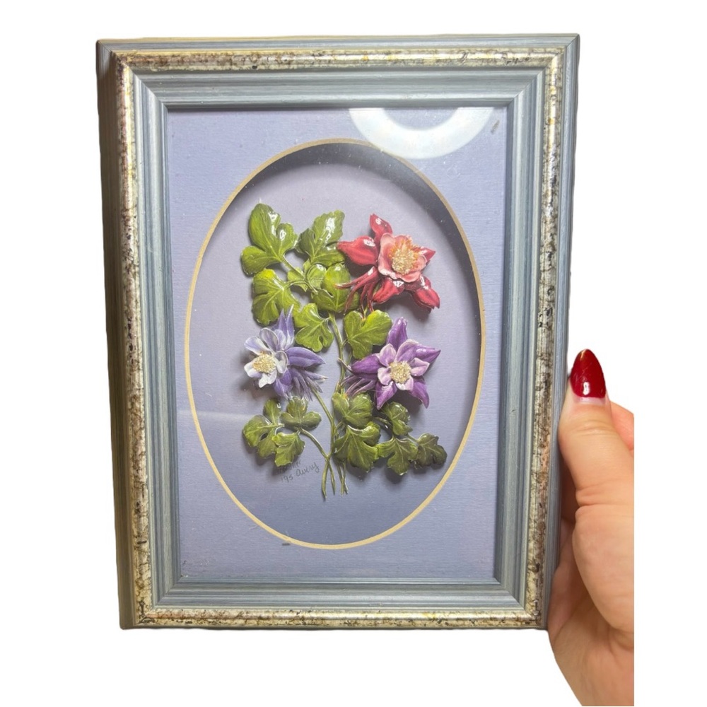 Floral Framed Paper Tole 3D Art Vintage